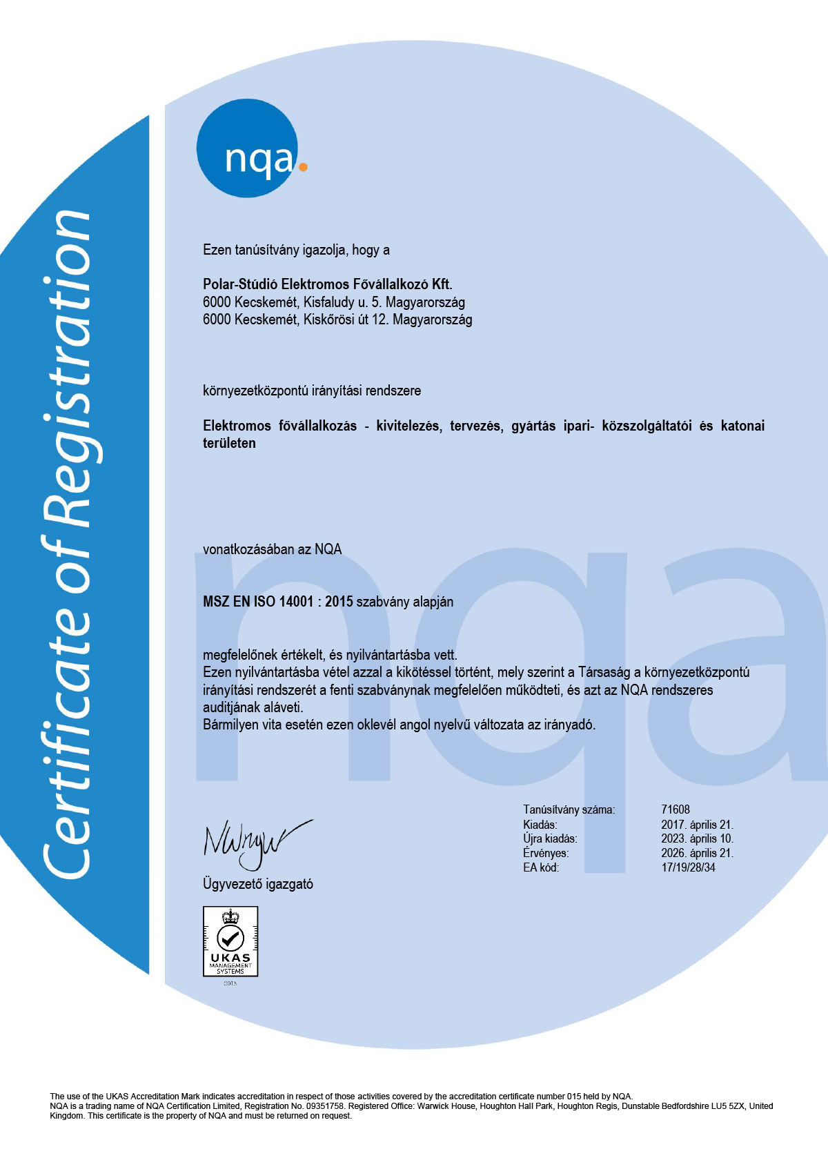 0189 01 07 Tanus Nqa Iso 14001 2015 Magyar