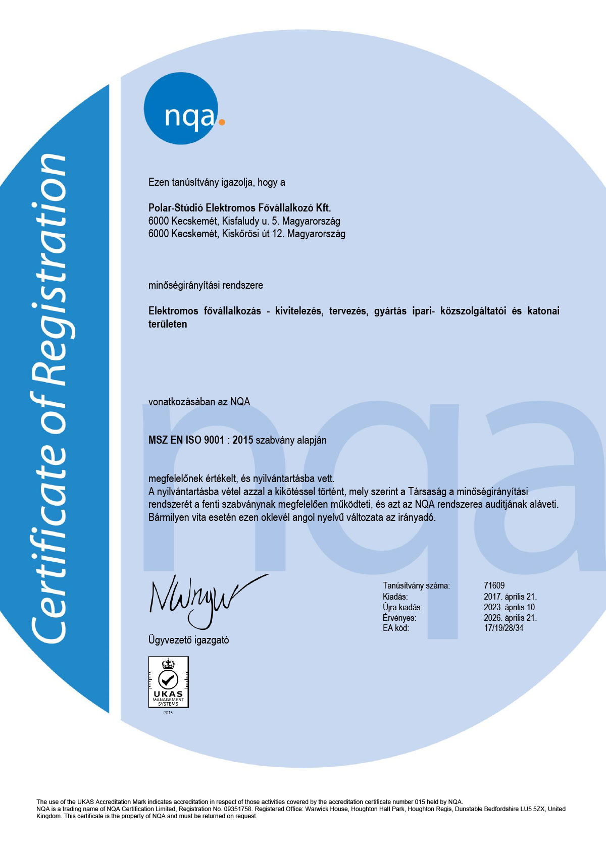 0189 01 07 Tanus Nqa Iso 9001 2015 Magyar